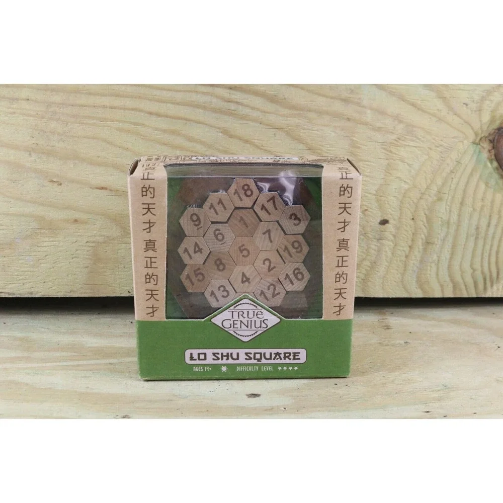 New Wooden Puzzle Lo Shu Square True Genius Brain Teaser Recent Toys Sealed USA